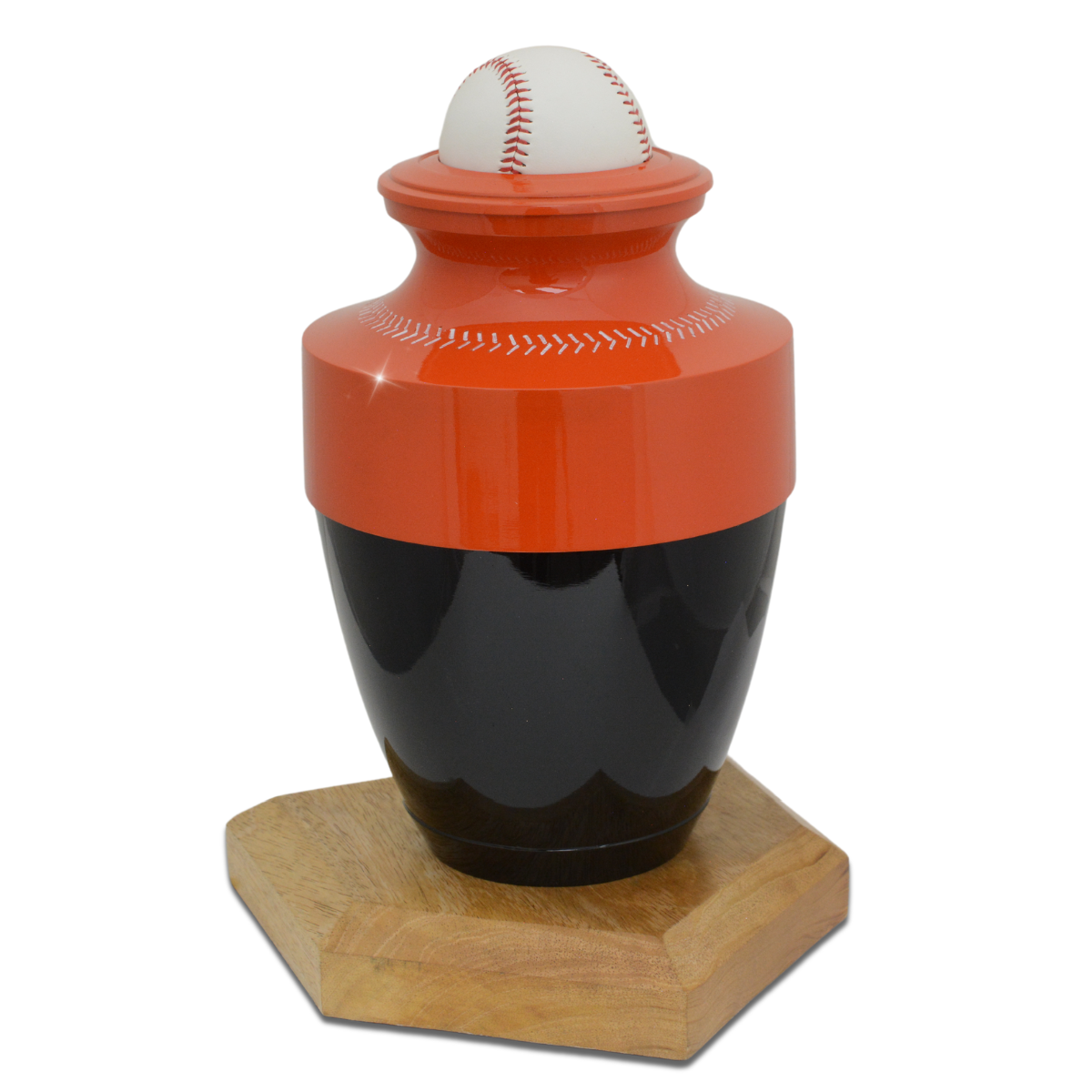 Orange and Black Baseball Urn