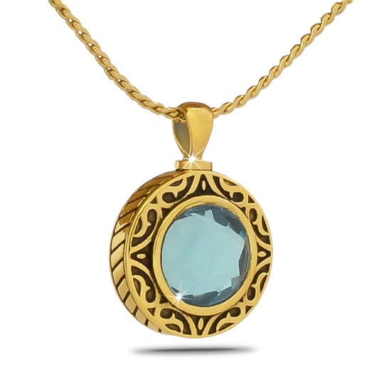 March Aquamarine Gold Steel Keepsake